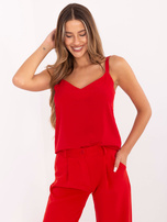 Czerwony damski top z dekoltem V