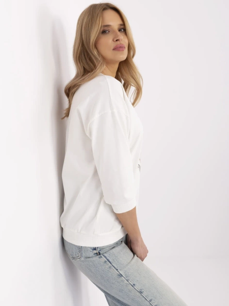 Ecru bawełniana bluzka z aplikacjami