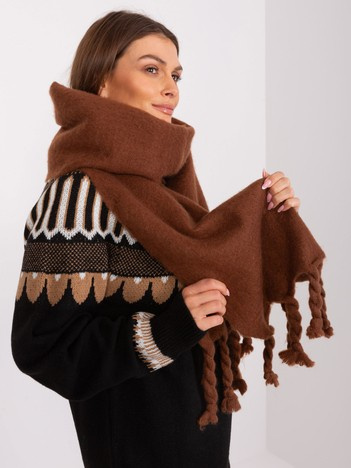 Großhandel brauner warmer Schal mit Fransen.