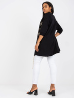 Hurtownia online Czarna bluzka plus size z dłuższym tyłem