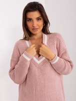 Hurtownia Jasnoróżowa luźna sukienka z dzianiny