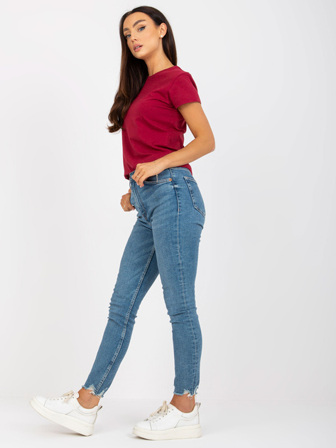 Hurt Bordowy t-shirt basic z okrągłym dekoltem