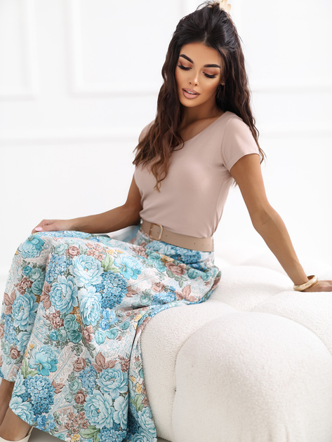 Miętowa midi spódnica w romantycznym stylu