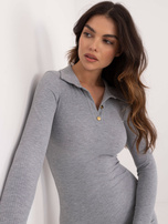 Hurtownia Szara bawełniana sukienka basic w prążek