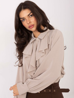 Beżowa damska koszula z ozdobnymi guzikami