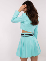 Hurt Miętowa garniturowa spódnica z plisowaniem 