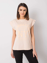 Brzoskwiniowy t-shirt z nadrukiem Ciara RUE PARIS