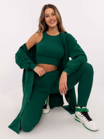 Hurtownia Ciemnozielony dresowy komplet w jednolitym kolorze