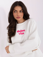 Ecru damska bluza z kontrastowym napisem 