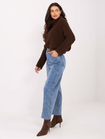 Niebieskie damskie jeansy baloon z paskiem