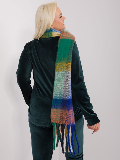 Hurt Ciemnoniebiesko-zielony zimowy szal w kratę