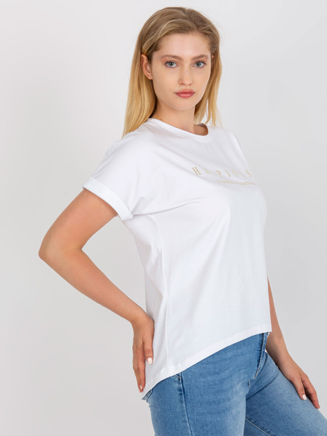 Biały bawełniany t-shirt plus size z krótkim rękawem