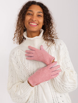 Hurt Jasnoróżowe rękawiczki w geometryczny wzór 