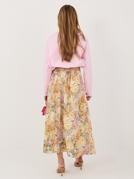 Żółta rozkloszowana spódnica w kwiaty