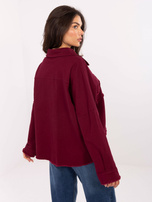 Bordeauxfarbene Jeansjacke mit Kragen RUE PARIS.