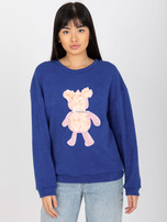 Hurt Ciemnoniebieski damski sweter klasyczny z aplikacją 3D