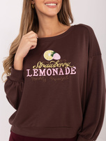 Czekoladowa bluza z haftowanym napisem RUE PARIS