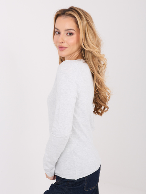 Jasnoszara damska bluzka basic z długim rękawem