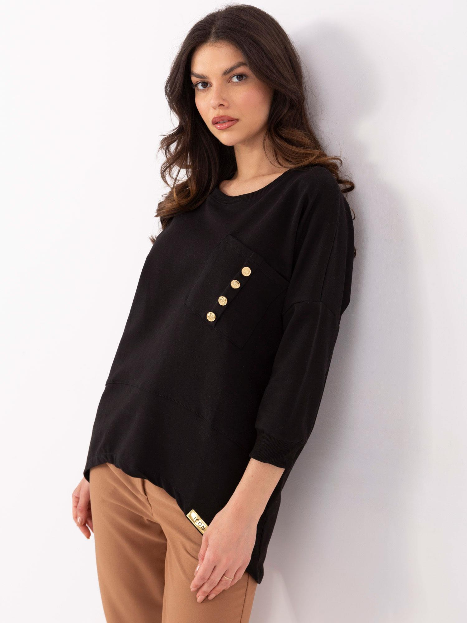 Hurtownia Czarna asymetryczna bluzka oversize