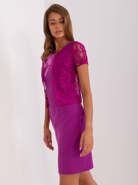 Hurt Fioletowa ołówkowa sukienka koktajlowa z bolerkiem