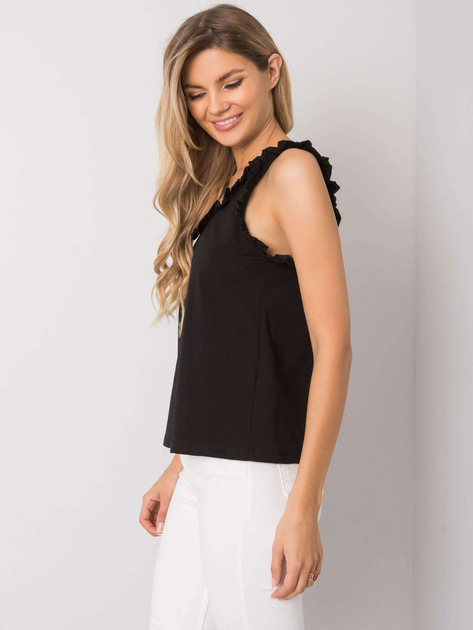Czarny top z falbankami Sarai RUE PARIS
