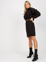 Hurtownia Czarny dresowy komplet basic ze spódnicą Emilie