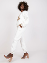 Ecru bawełniany komplet dresowy z kieszeniami Edvige  