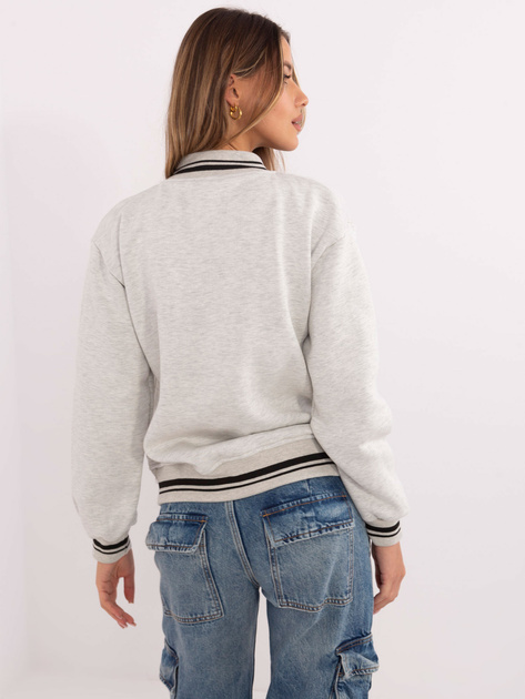 Hurt Jasnoszara melanżowa bluza bomberka z napisem