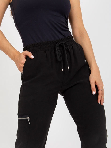 Hurt Czarne spodnie dresowe typu cargo z wiązaniem ZULUNA
