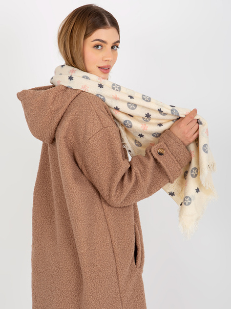 Hurtownia online Ecru damski szal z printami