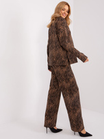 Hurt Camelowo-czarny komplet casualowy z szerokimi spodniami