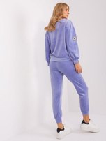 Hurt Jasnofioletowy komplet welurowy ze spodniami