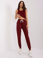 Hurt Bordowy damski komplet dresowy z bluzą bomberką