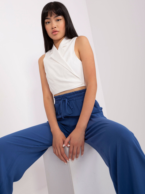 Hurt Ciemnoniebieskie materiałowe spodnie z wiskozy