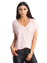 Jasnoróżowy melanżowy t-shirt Emory