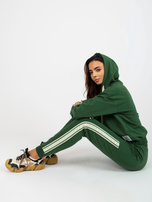 Hurt Ciemnozielony damski komplet casualowy z dekoltem w serek