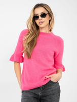 Ciemnoróżowy sweter z domieszką baby alpaki 