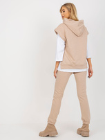 Hurt Beżowy trzyczęściowy komplet casualowy z bluzą