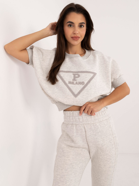 Hurt Jasnoszary melanżowy dresowy komplet z krótkim rękawem