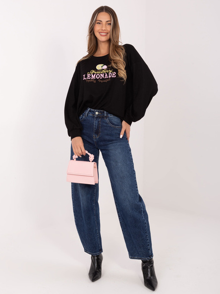 Czarna asymetryczna bluza bez kaptura RUE PARIS