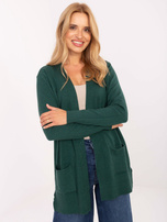 Ciemnozielony kardigan z długim rękawem 