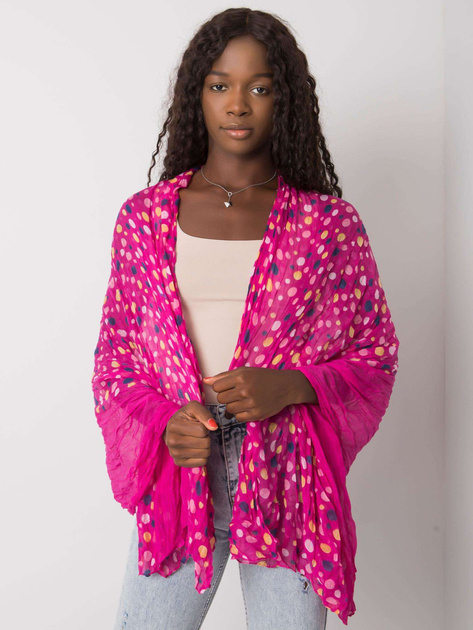 Fuksjowa chusta damska w grochy