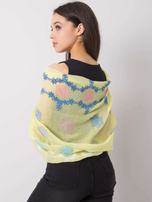 Żółta chusta z kolorowym nadrukiem