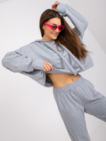 Szary melanżowy dresowy komplet basic ze spodniami 