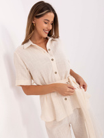 Jasnobeżowy muślinowy komplet na lato