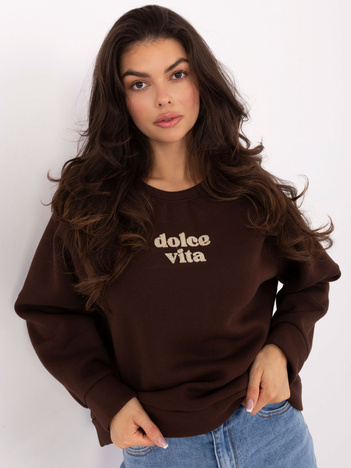 Ciemnobrązowa damska bluza oversize z ociepleniem