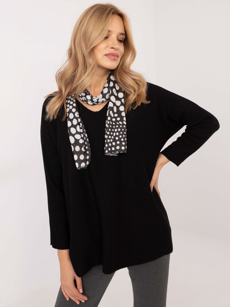 Hurt Czarny damski sweter oversize z błyszczącą nitką