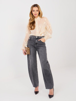 Beżowa elegancka koszula z haftem  