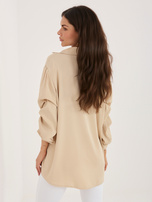 Beżowa wizytowa bluzka z broszką