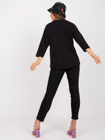 Black casual blouse with round neckline